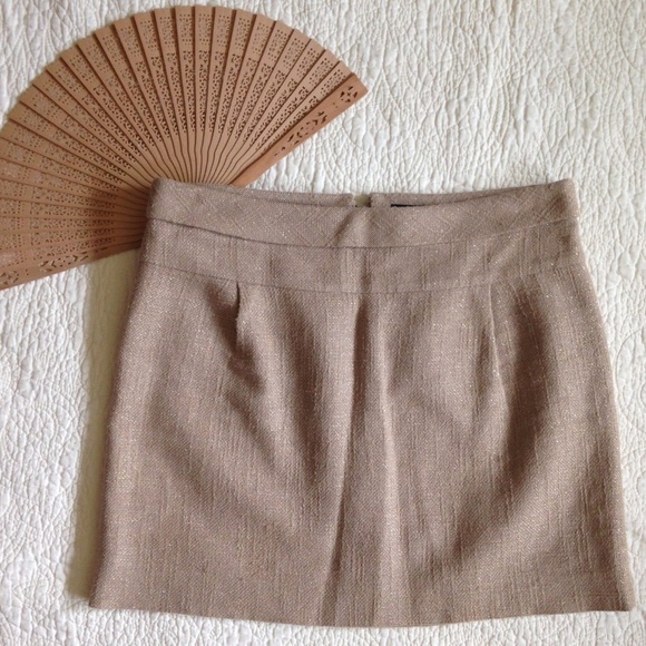 J.Crew Mini Skirt Tan Gold Shimmer Roll Waist 2 - Picture 1 of 7